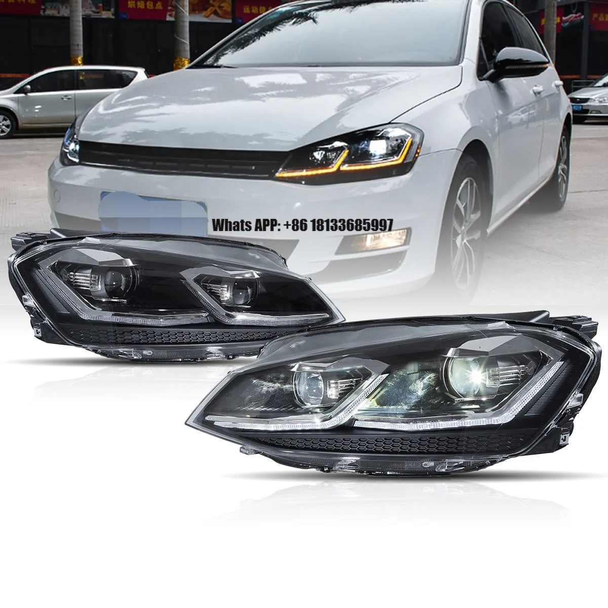 VLAND Full LED Golf 7.5 Style Headlight Lamp Car Head Light Assembly 2013-2017 2018 for Volkwagen Golf Mk7 Golf 7