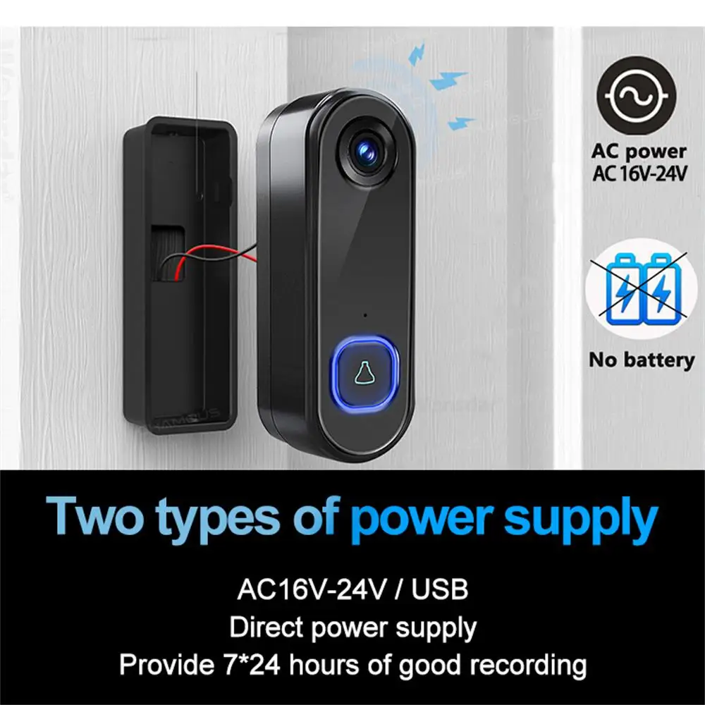 WiFi ยินดีต้อนรับ Doorbell ออดไร้สายอัจฉริยะ IP66 กันน้ําระยะไกล US EU UK ปลั๊กการตรวจสอบพลังงานต่ําออดอัจฉริยะ