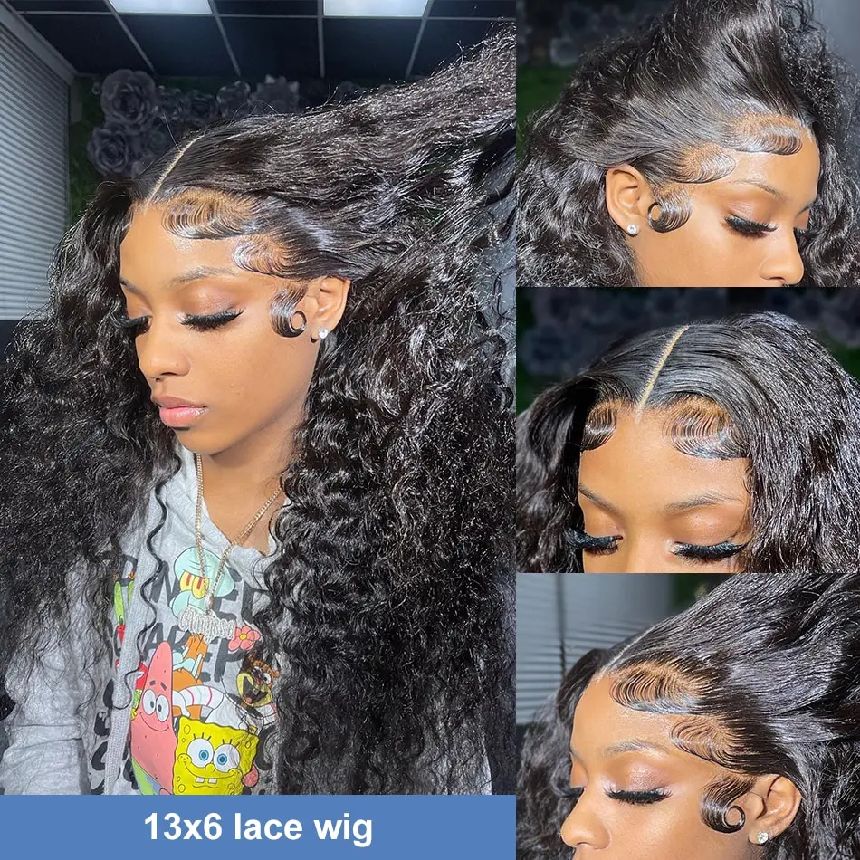 Water Wave 360 Lace Front Wig Human Hair Wigs For Women Loose Deep Curly 13x4 Lace Frontal Wigs Virgin Brazilian 180%