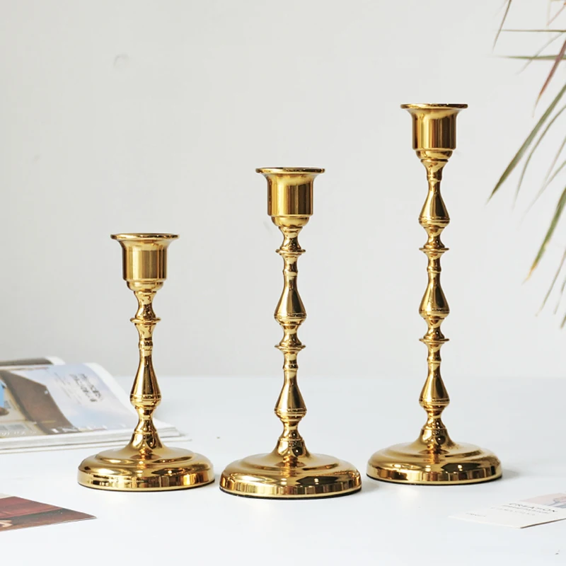 

Vintage Brass Candlestick Holders Set of 3 Square Base Taper Candle Stand For Home Tabletop Decor Wedding Party Ornament Decor