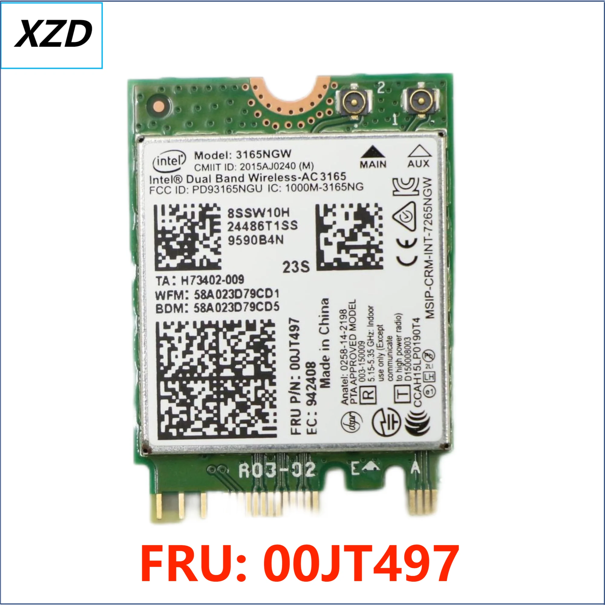 NEW Intel 00JT497 3165NGW Wireless-AC Dual Band Bluetooth WiFi IBM Card Laptop NGFF Wlan for Lenovo ThinkPad