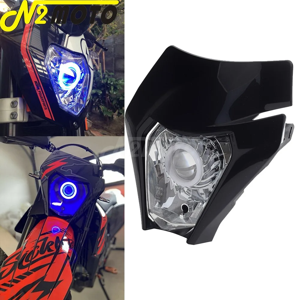 

Supermoto Motorcycle LED Headlight High/Low Beam With Angel Eyes DRL Headlamp For KTM EXC SXF MX XC-W EXC-F 690 Enduro Dirt Bike