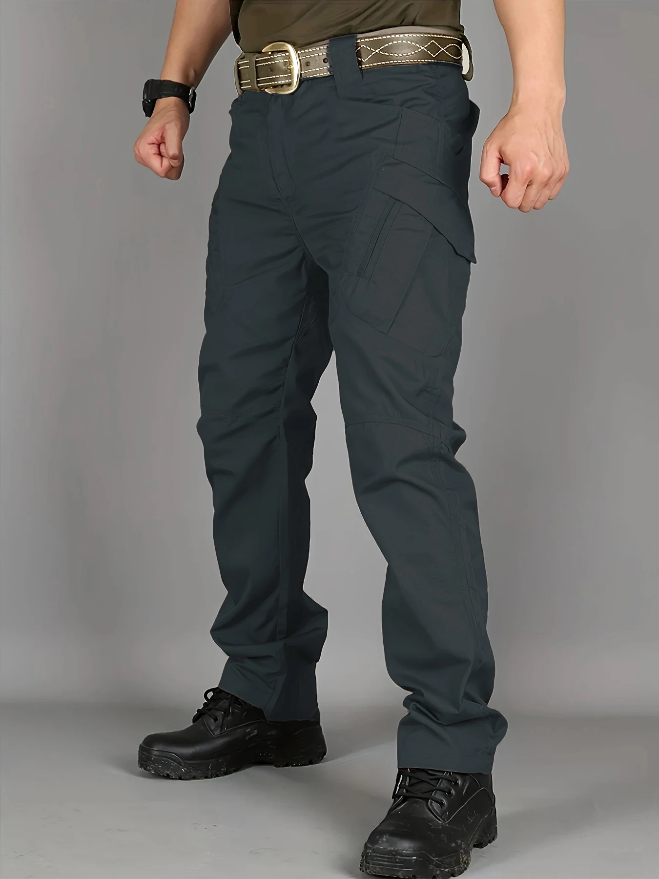 メンズ高品質軽量タクティカルワークパンツ - 耐裂性オールシーズンハイキングパンツ（多ポケット付き）