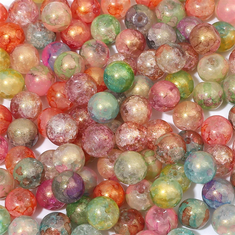 20 unids/lote de cuentas de vidrio de 10mm, cuentas espaciadoras sueltas redondas coloridas para fabricación de joyería, accesorios para collar y pulsera DIY