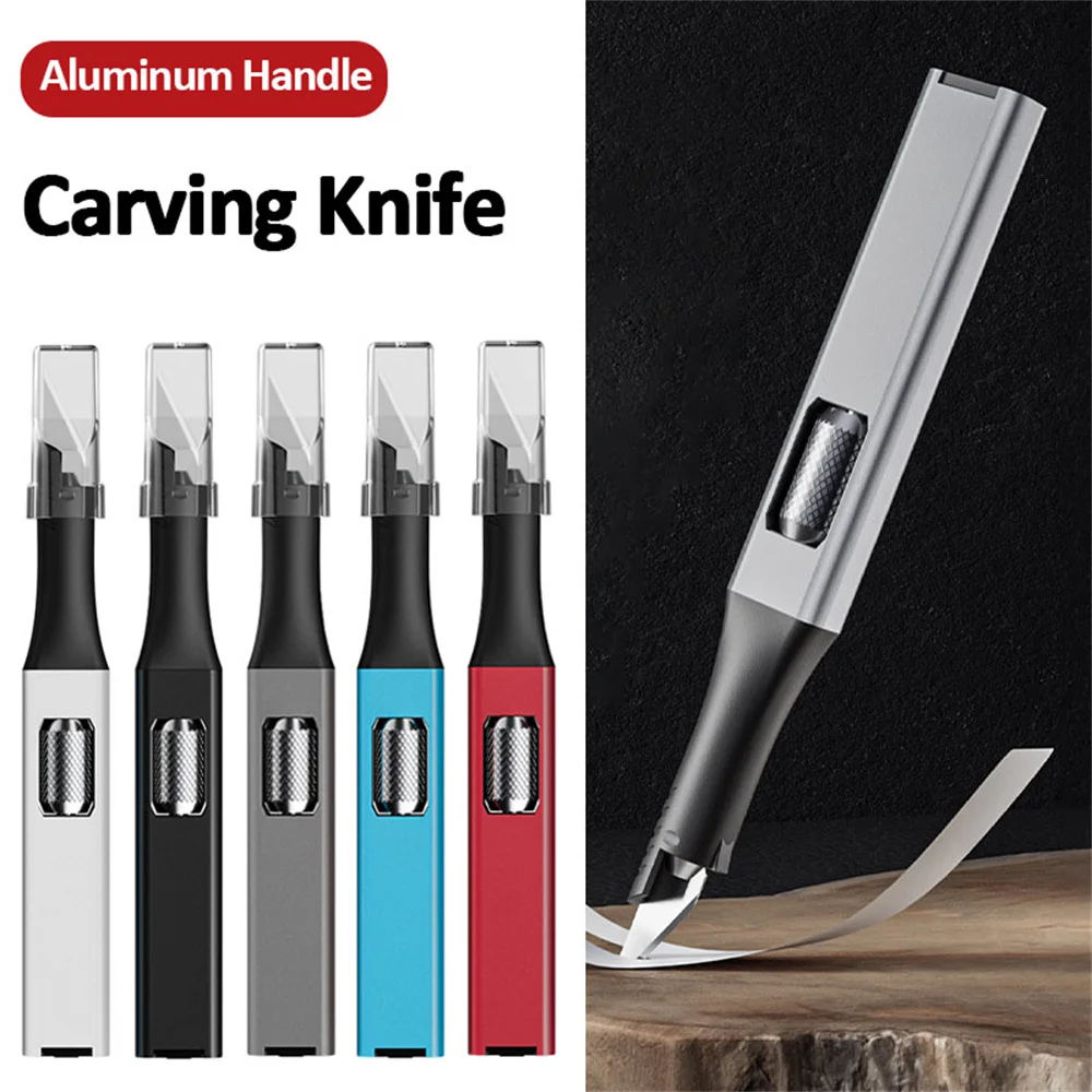 Aluminum Handle Carving Knife Carve Tool Sculpture Engrave Sharp Metal Scalpel Blade 5 Blades for phone repair