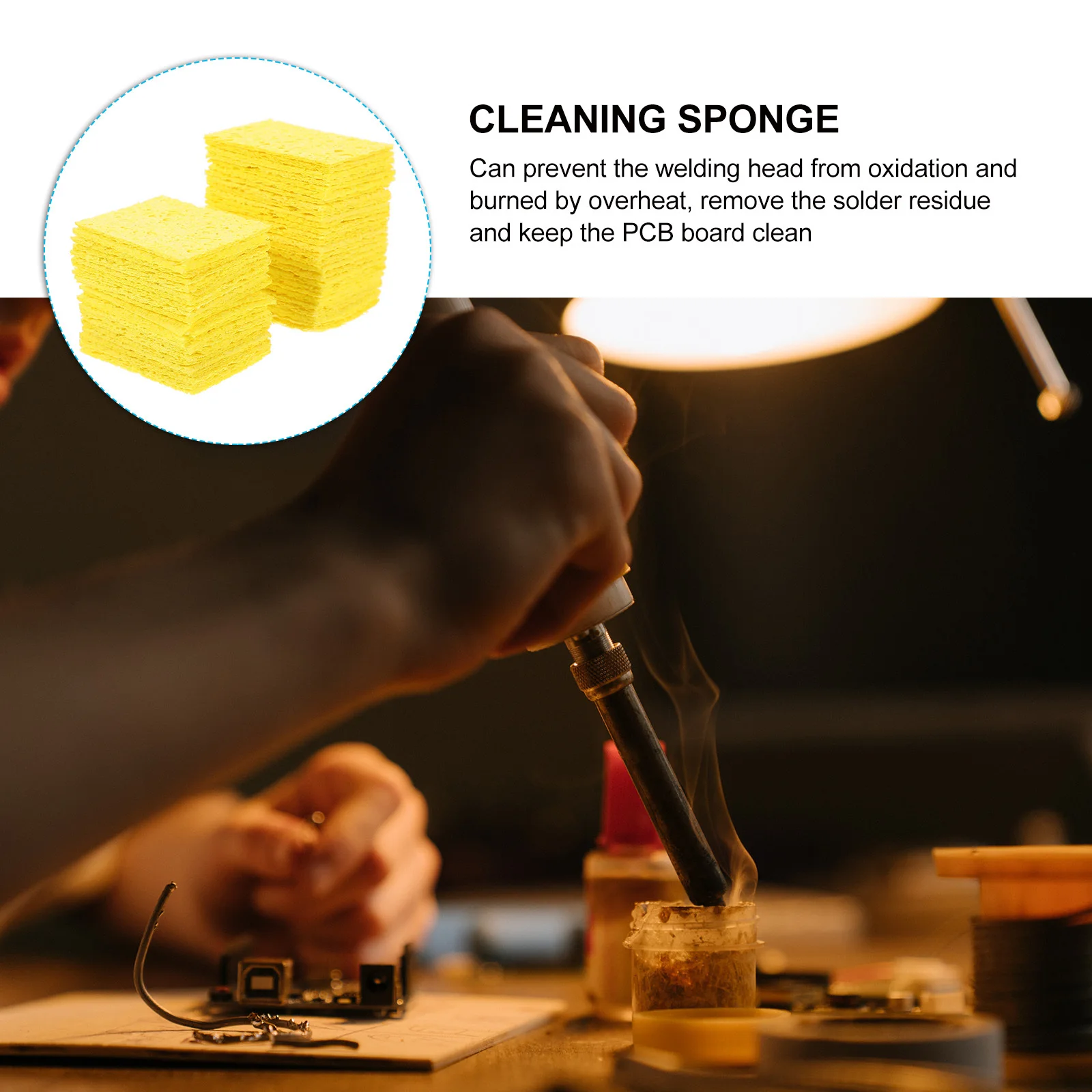 

50Pcs Professional Soldering Iron Cleaning Sponge Yellow Anti Scald High Temperature Resistant Remove Solder Residue Prevent