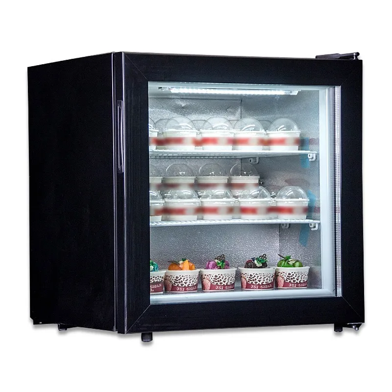 55L Mini Ice Cream Freezer Glass Display Cabinet  Refrigerator Merchant Household Ice Cream Cabinet