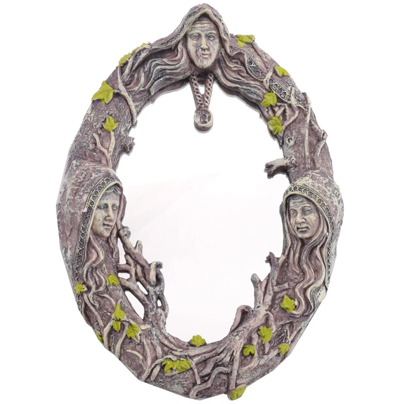 Triple Moon Goddess Wall Mirror Trinity Wall-Mounted Mirror With Five-Pointed Retro Hanging Mirror