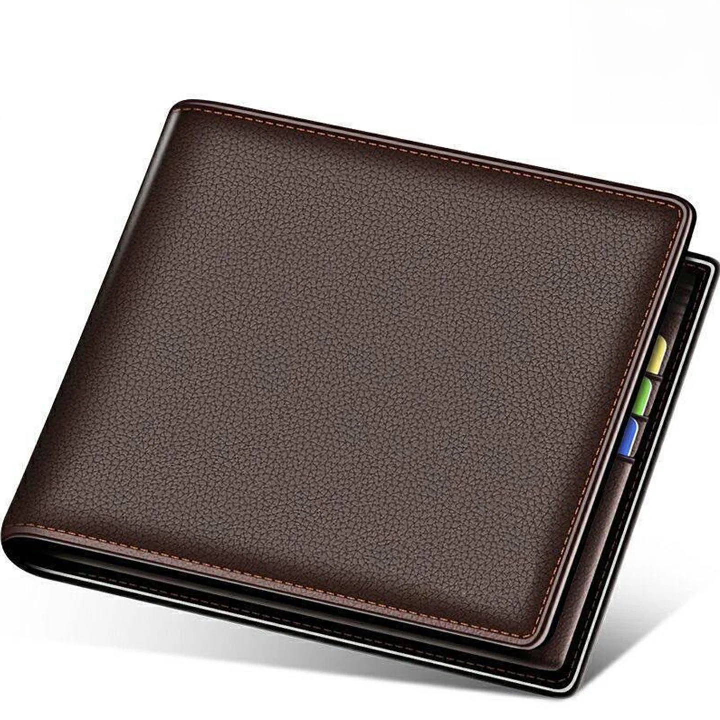 

Ультратонкий мужской кошелек из натуральной кожи, мягкий на ощупь, большой вместительный кошелек для монет, деловой кошелек OL Sle Pure Color