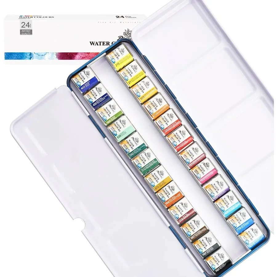 

Набор акварельных красок художника с полупанелью, 24-цветная высококачественная пигментная акварельная палитра в портативной жестяной коробке для взрослых
