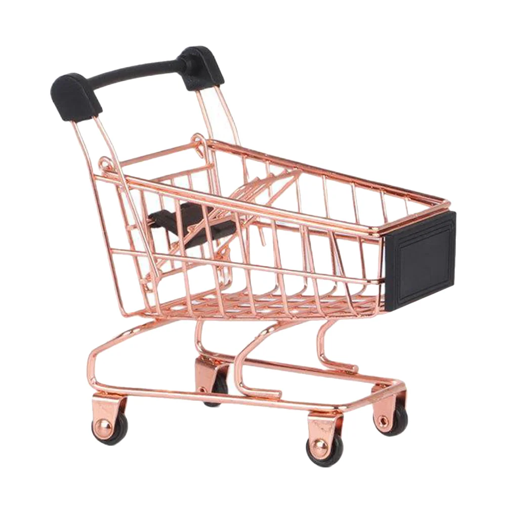 

Shopping Cart Toy Kids Mini Plaything House Ornaments Child Iron Metal Trolley Decor