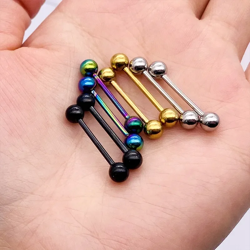 Surgical Steel Ear Cartilage Piercing Anodizing Industrial Barbell Earring Orelha Bar Tongue Barbell Body Piercing Jewelry gift