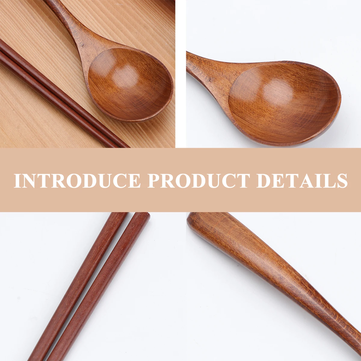 

3 Pcs Wooden Spoon Chopsticks Set Serving Utensils Dinnerware Kit Bamboo Travel