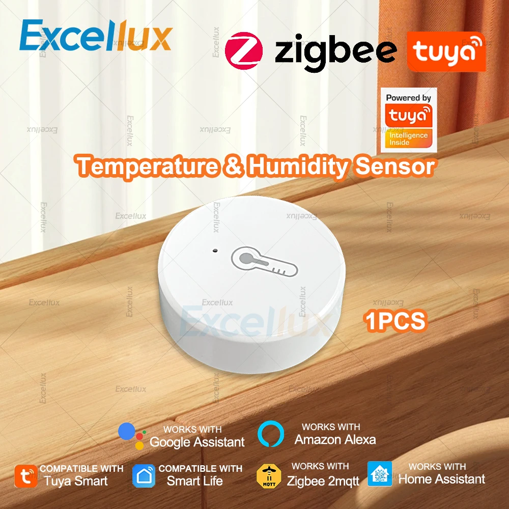 

Умный дом Tuya Zigbee Датчик температуры и влажности с дистанционным управлением через приложение, совместимый с Alexa Google Home Smart Life Z2M