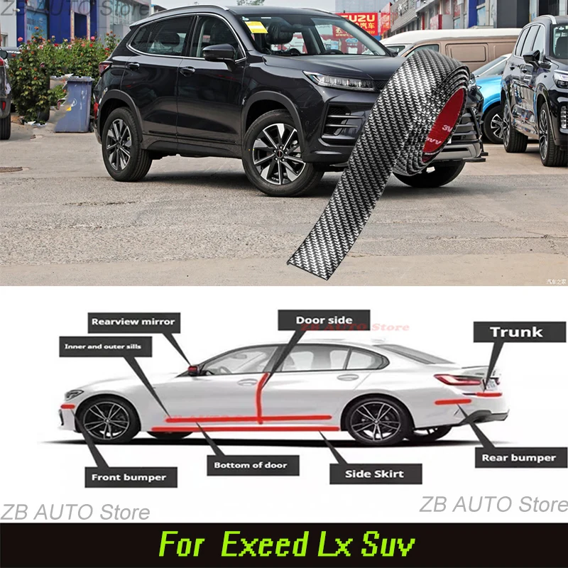 

For Exeed Lx Suv Strong adhesive bumper strip, front and rear lip side skirts, collision and scratch resistant, suitable