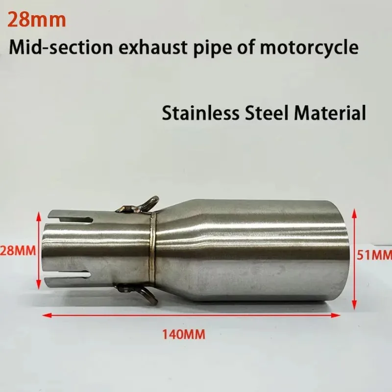 Motorcycle Modification Exhaust Pipe Exhaust Middle Section 28 30 32 33 35 38 40 42 45mm Adapter 51mm Exhaust