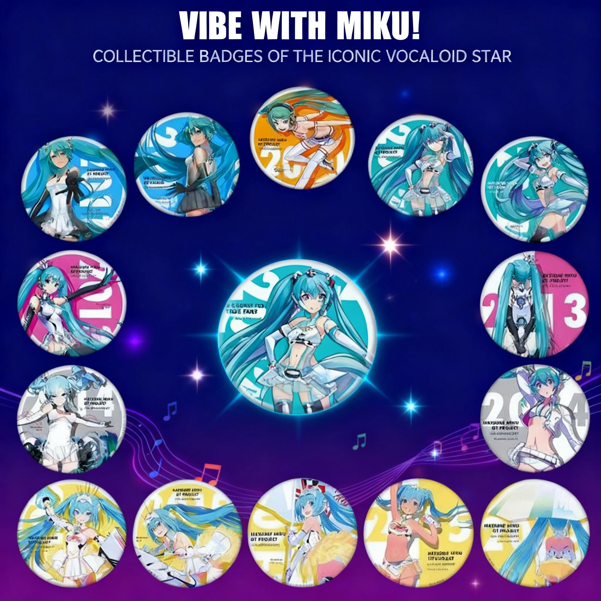 

Miku Hatsune Racing Badge Pin Mirror 10th Anniversary Commemorative 2010 2015 F1 Anime Character Accessory Keychain