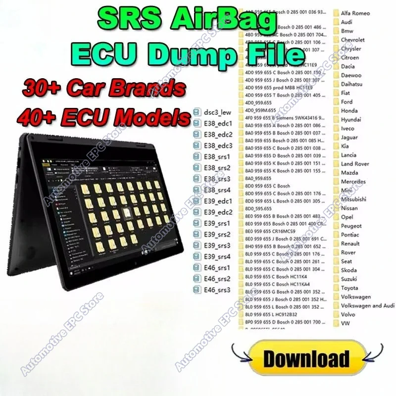 Hot Original No Crash Virgin SRS AirBag ECU Dump File Collection Large Database of Firmware Dumps Airbag DUMPS CARPROG SOLUTIONS