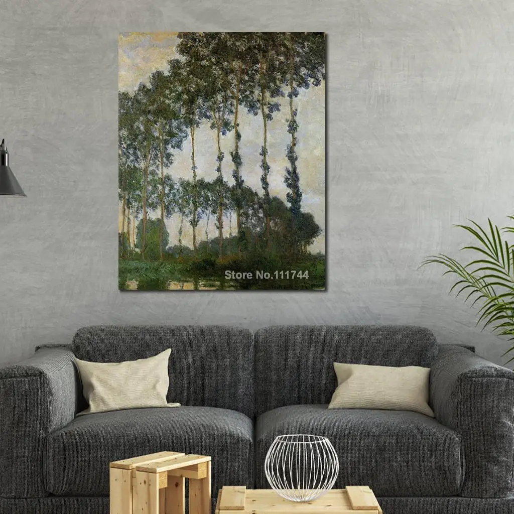 Landscape Paintings Poplars at Giverny by Claude Monet Canvas Art High Quality Hand Painted