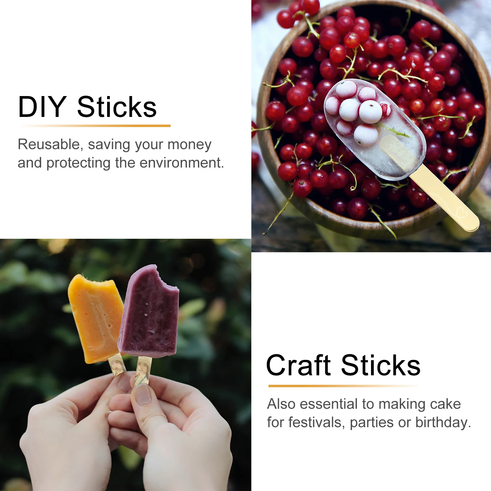 

20Pcs DIY Popsicle Stick Cream Craft Sticks Reusable Cake Supplies Dessert Accessories DIY Popsicle Stick