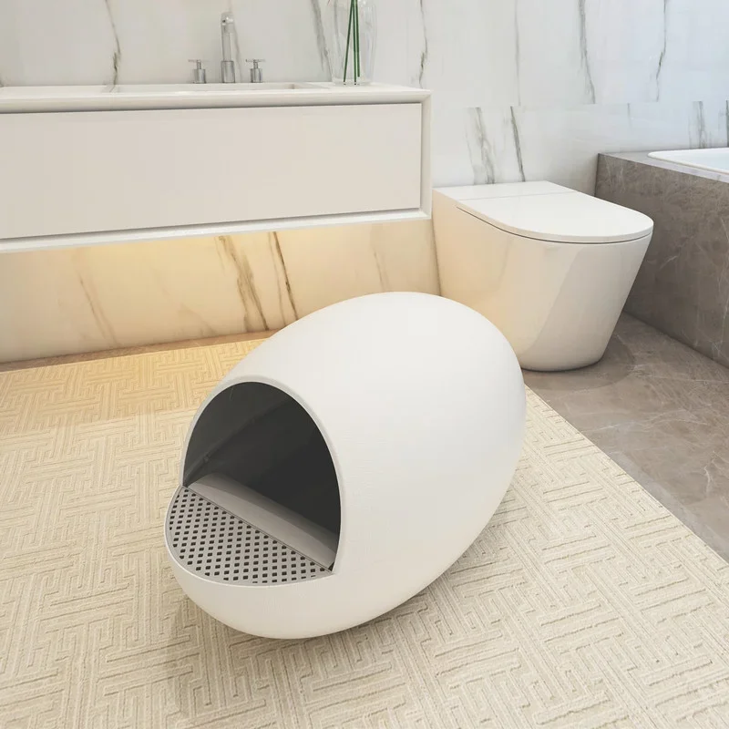 Intelligent Fully Automatic Cat Toilet Anti-splash Eggs Cats Litter Box Electric House Cat Cleaning Cat Sand Tray with Shovel