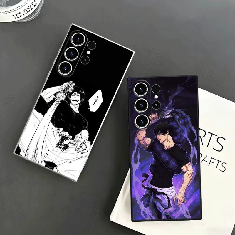 Anime Fushiguro Toji JUJUSU Soft Phone Case For Samsung S24 S25 S26 Ultra S23 S22 Plus S21 S20 FE Edge + Black White Couple Cove