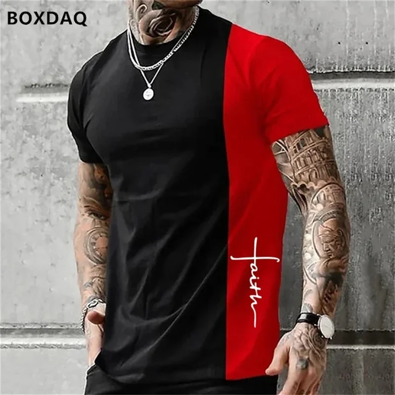 Trend Men\'s T-Shirts Letter Print High Quality O-Neck Tee Everyday Casual Clothing Sports Fitness Oversized Tops 6XL Plus Size