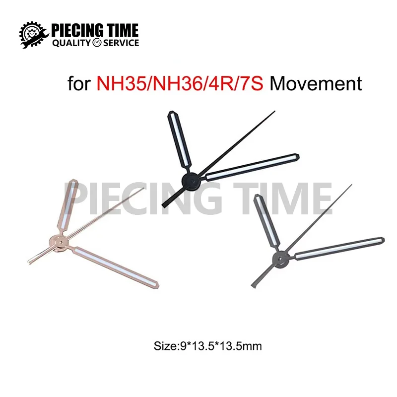 Suitable For NH35/NH36/4R/7S Movement Improved Watch Hands 9*13.5*13.5mm 3-pin Green Luminous Watch Pointer Set