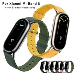 Nylon Trançado Pulseira Pulseira para Xiaomi Mi Band 8, Substituição Pulseira Correias, Acessórios de Moda, Miband8