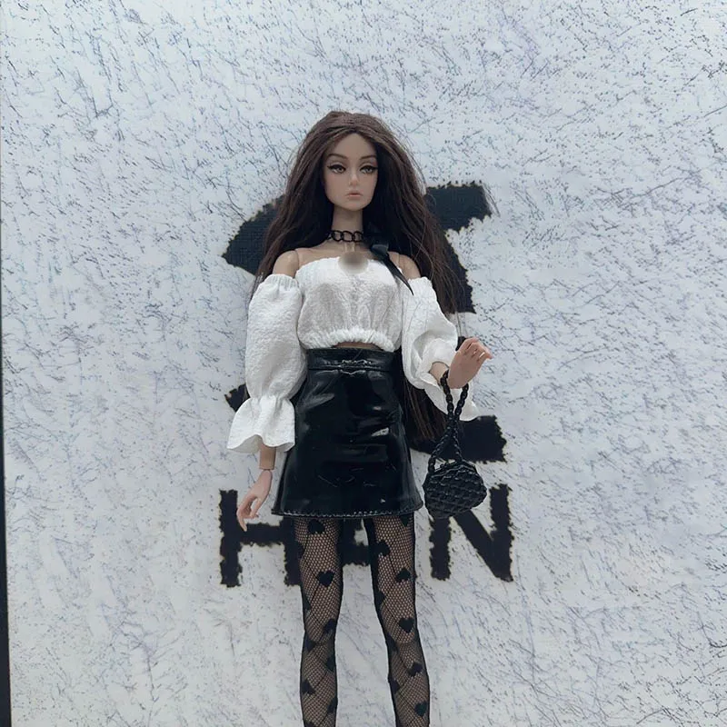 1/6 BJD Supermodel Doll Clothes City Girl Pure Desire 6 Piece Set Top+Skirt+Socks+Shoes+Handbag+Necklace Set For 30cm Doll