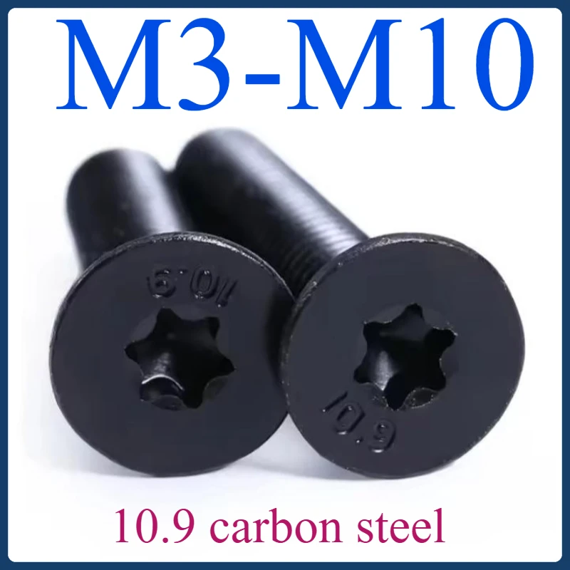 

Black Grade 10.9 Alloy Steel Torx Screws - M3 M4 M5 M6 M8 M10 Flat Countersunk Head, Six-Lobe Bolts