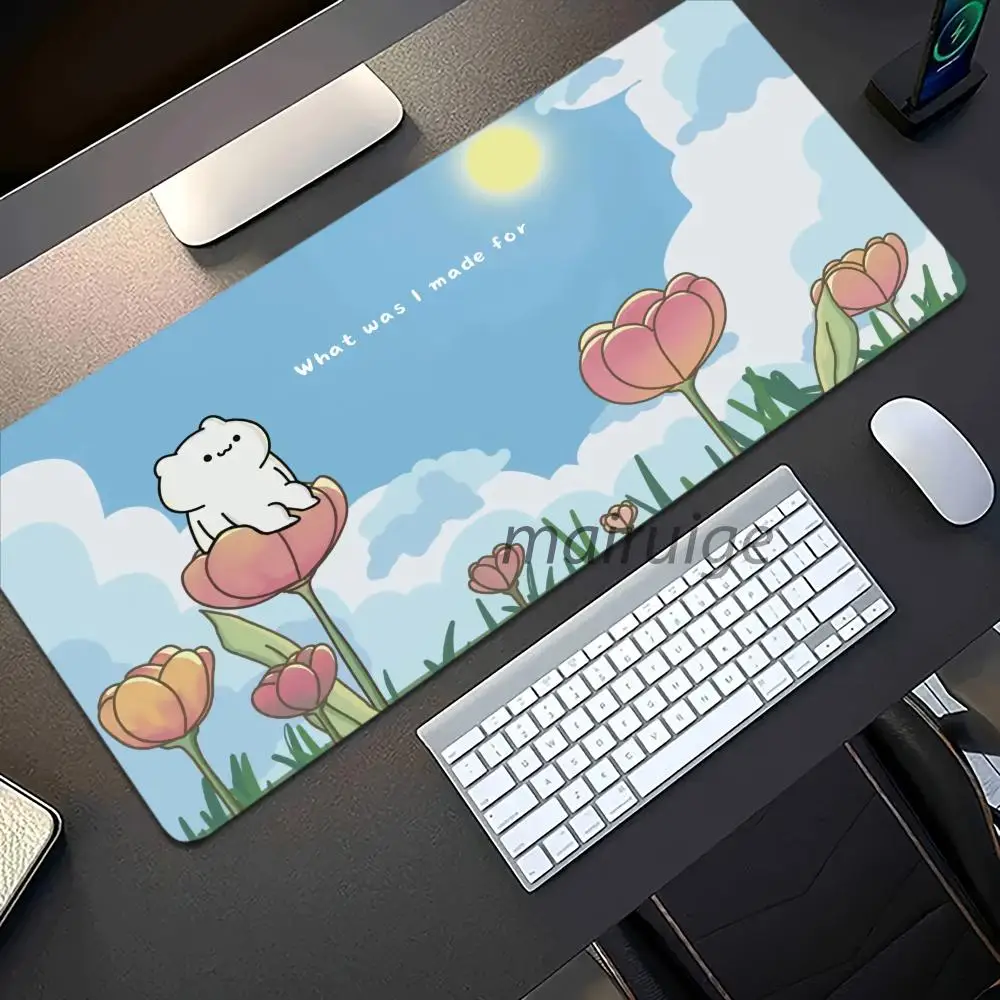 

Kawaii Kitten Mouse Pad Large Computer Office Game Table Mat XXL Rubber Anti-slip Stitched Edge Keyboard Mats Girly PC Desk Pads