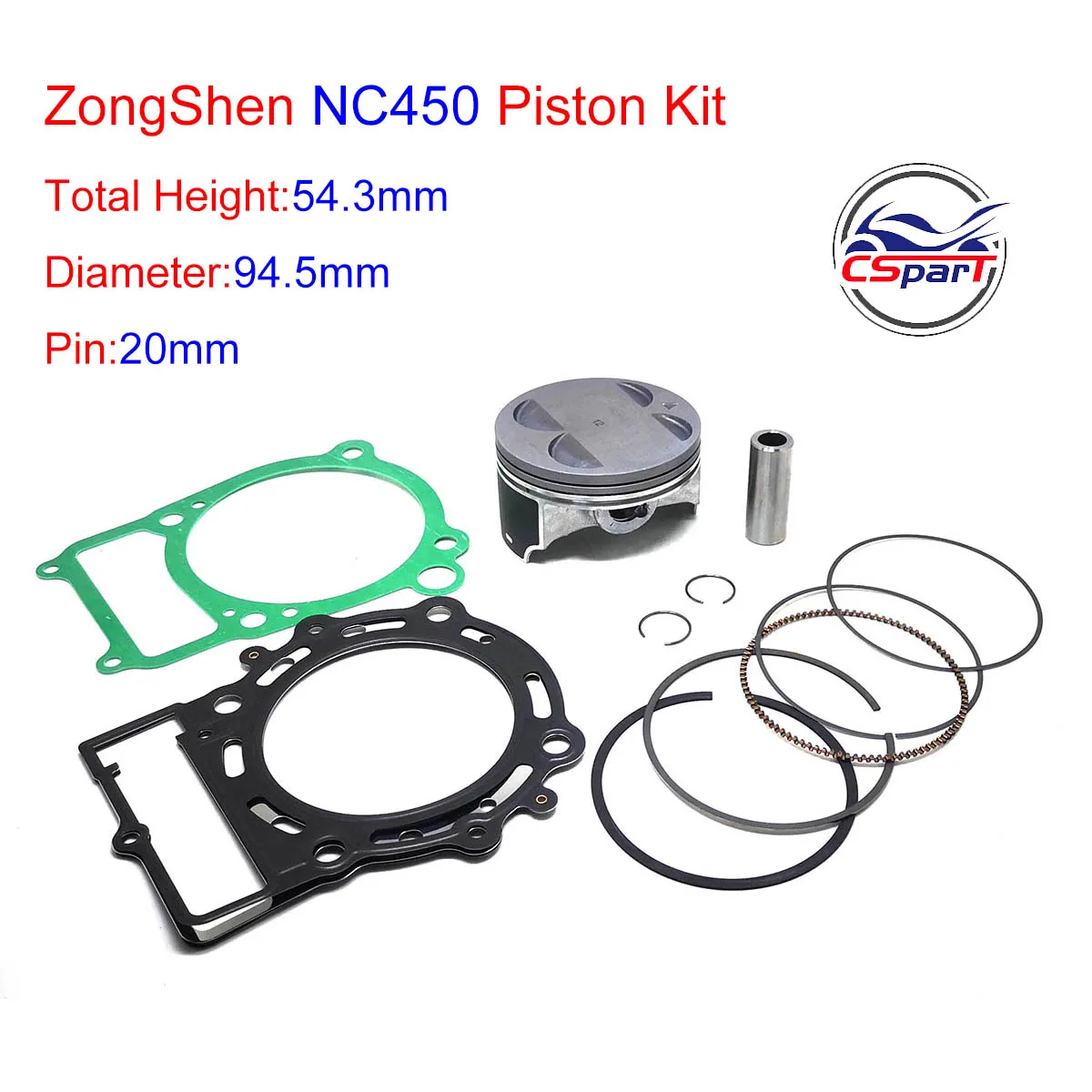 NC450 94.5mm 20mm 4 zawór 450 450CC zestaw pierścieni tłokowych Zongshen ZS194MQ KAYO T6 gąbczastej encefalopatii bydła (BSE) xmotos brud pitbike