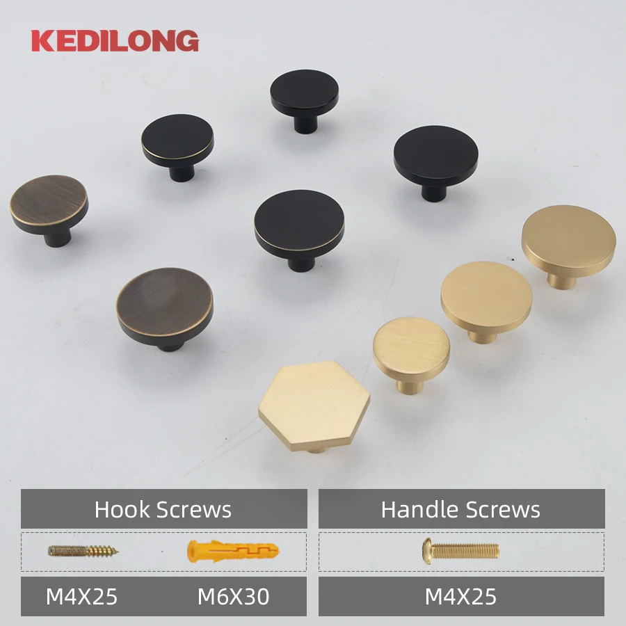 

KEDLO Solid brass wall hooks for doors and windows furniture hardware kitchen cabinets handles drawers circular flat knobs