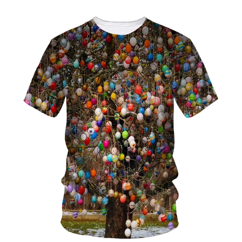 Summer New Easter Eggs graphic t shirts For Unisex Fashion Casual Holiday Party Fun Printed Men Round Neck Short Sleeve Tees Top