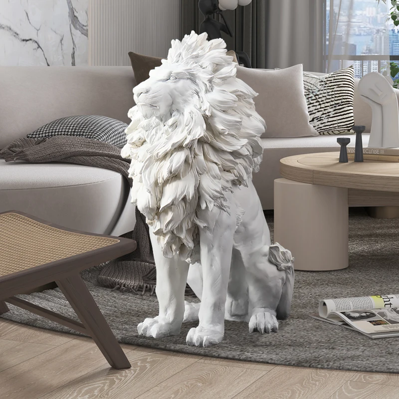 Light luxury lion living room TV cabinet next to large floor decoration creative office home decoration housewarming gift