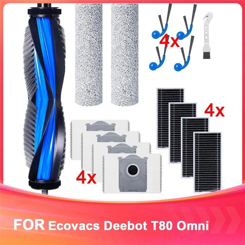 

A61I 16Pcs For Ecovacs Deebot T80 Omni Vacuum Robot Accessories Set - Fiber Replacement Parts
