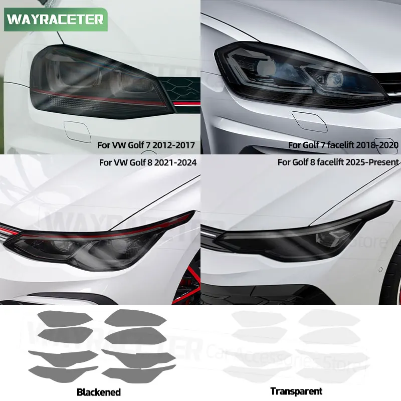 

Тонировка автомобильных фар, дымчатая черная защитная пленка, прозрачная наклейка из ТПУ для Volkswagen Golf 8,5 8 MK8 2025 VW MK7 7,5 GTI R Line
