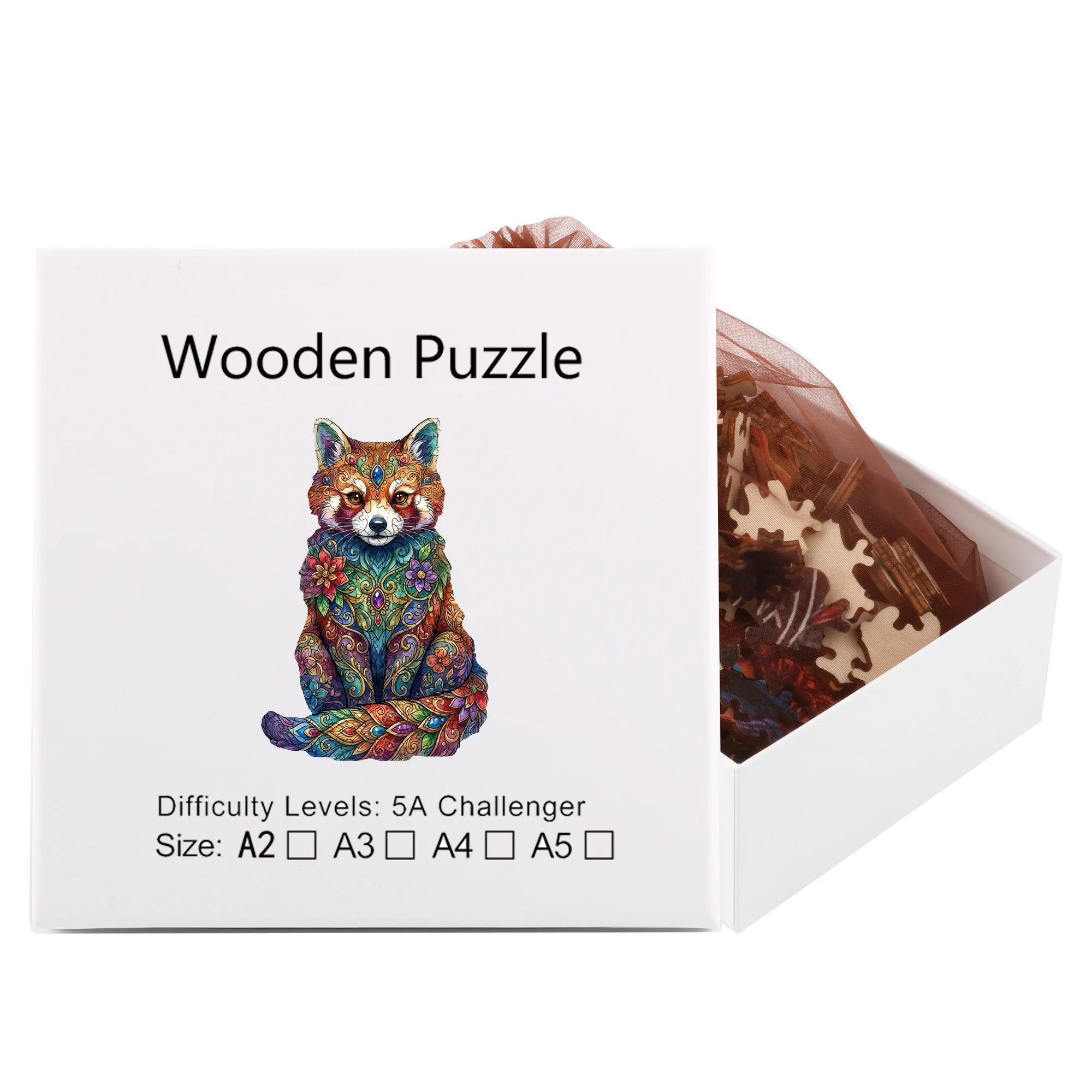 Rompecabezas de Madera Irregular con Mandala de Panda Rojo Colorido, Kit de Modelo para Adultos, Decoración Divertida para Habitaciones, Juguetes Antiestrés, Juegos de Mesa, Regalos