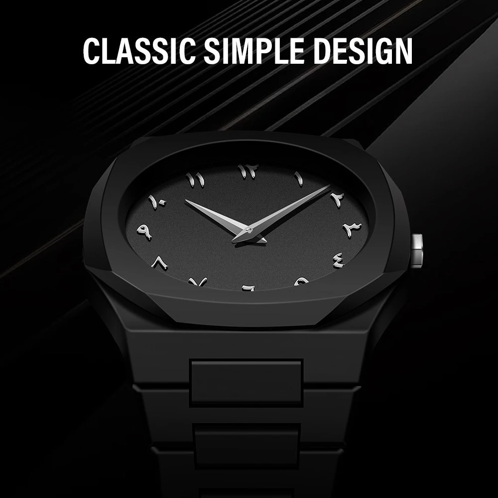 Luxury Men’s Octagonal Quartz Watch Waterproof Minimalist Y2K Style Wristwatch Classic Arabic Numerals Design