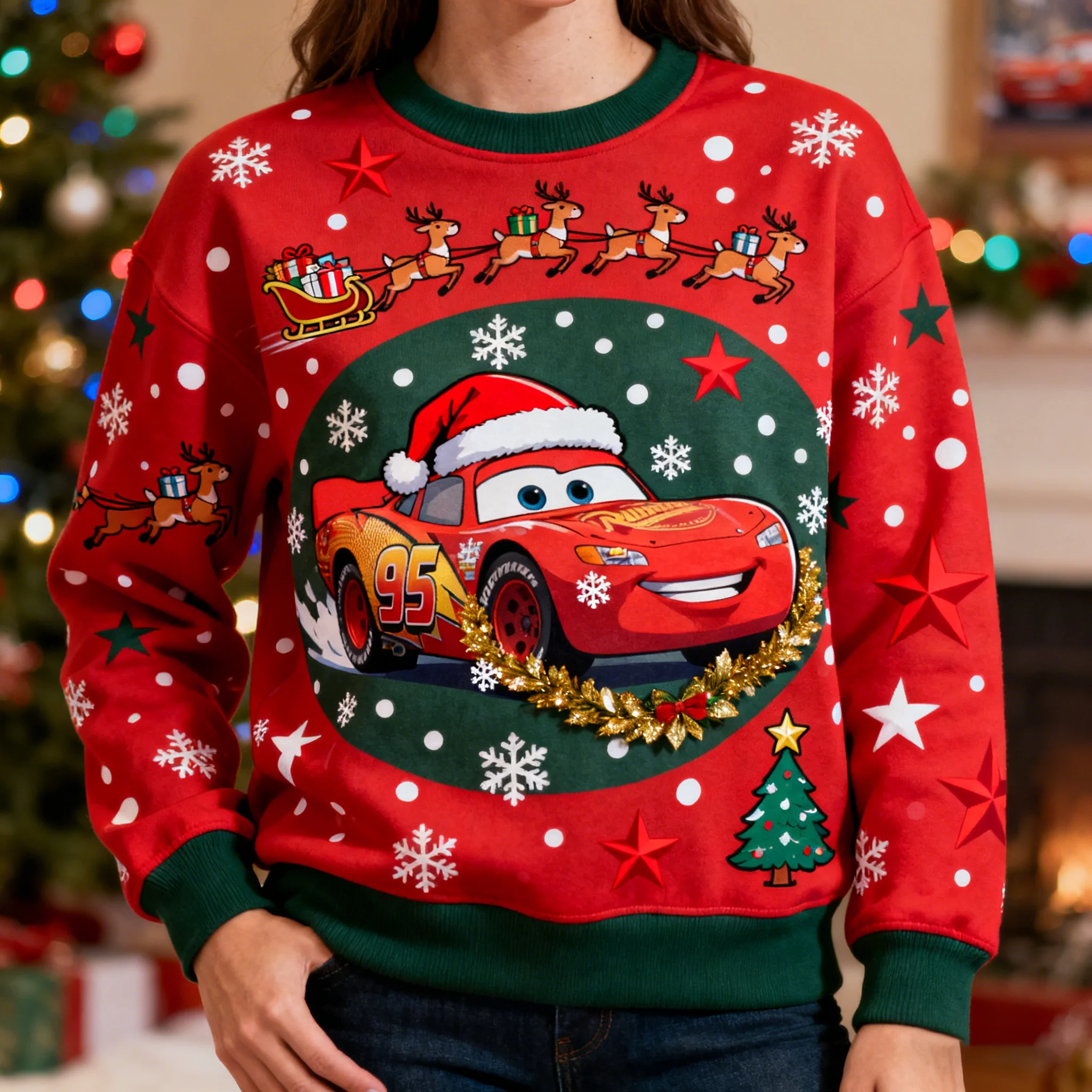 

Hot Sale Lightning McQueen Christmas Sweatshirt Comfortable and Stylish for Kids and Adults Streetwear for Casual Winter Outfits