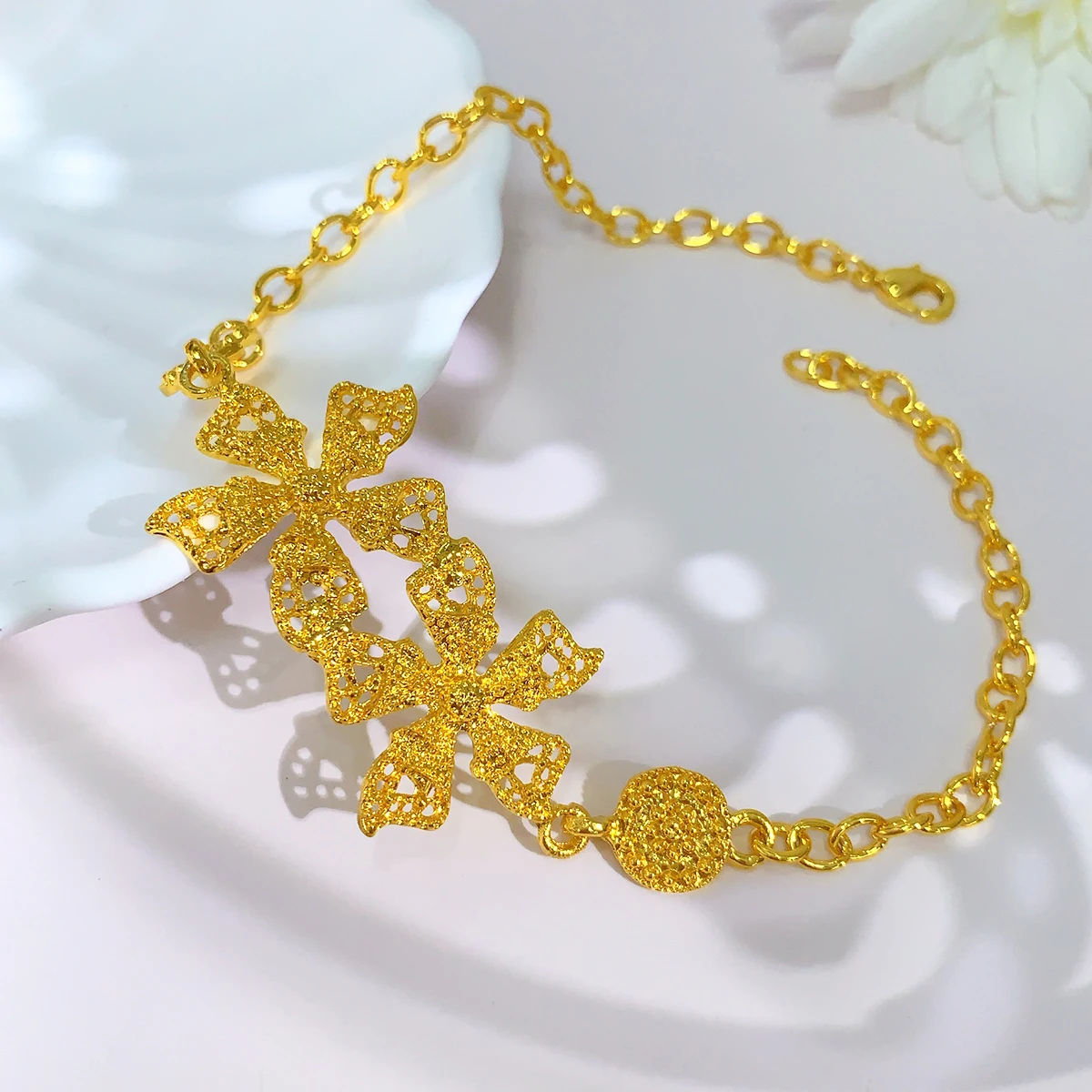 ANIID Luxury Dubai 24k Gold Color Charm Bracelet For Women Arabic Bridal Nigerian Bangles Wedding Gift African Jewelry Party