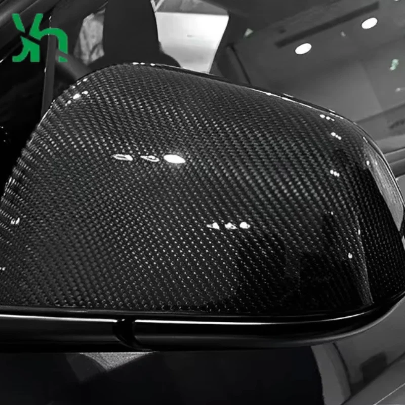 テスラ モデルS (2014-2020)用 ドライCF接着剤 2ピース カーボンファイバー レンズカバー トリム