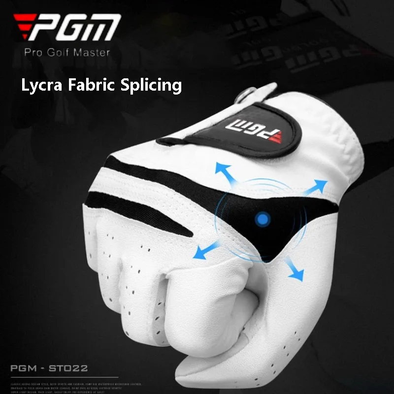 PGM 1 Pcs Men Genuine Leather Anti Slip Golf Gloves Male Breathable Left Right Hand Sport Gloves with Mark Full Finger Mittens