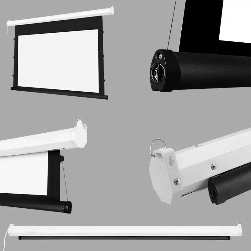 100 "TAB-TENSION motorized Projector Screen, Soft Matte White, สีเทา Projector หน้าจอ3D 4K ราคาดี