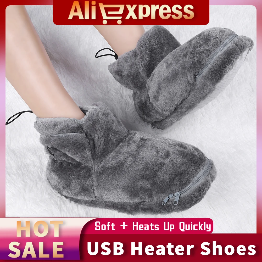 Unisex USB-verwarming Voetschoenen Winterwarme snowboots Comfortabele pluche warme elektrische pantoffels Oplaadbare elektrisch verwarmde schoenen