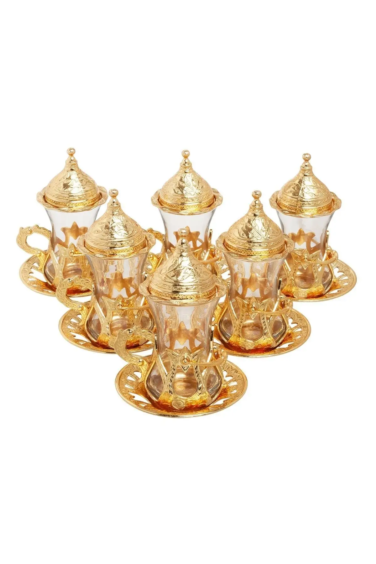 DOLBOVI 6 person Tea Cup set Turkish Tea Glass Cup