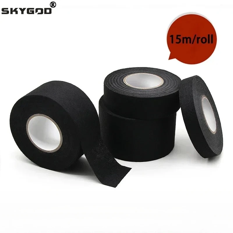 Heat-resistant Adhesive Cloth Fabric Tape 9/15/19/25/30-50mm For Automotive Cable Tape Harness Wiring Loom Electrical Heat Tapes