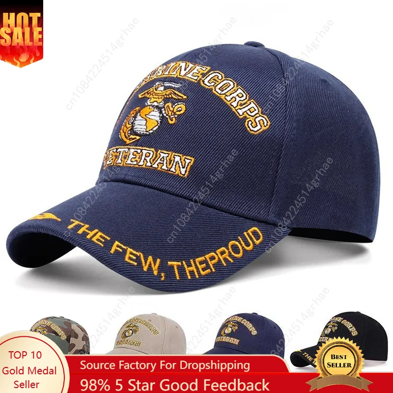 

Military Style Embroidered Baseball Cap UPF50+ Sun Protection Navy Outdoor Casual Adjustable Hat with 3D Embroidery Design​