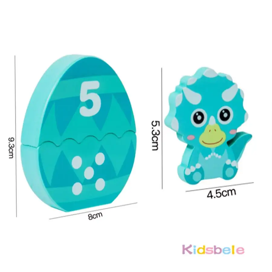 Giocattolo puzzle in legno con uovo di dinosauro Montessori, gioco di abbinamento dei numeri di colore, regalo per l'apprendimento precoce, giocattolo sensoriale per la cognizione dei colori per bambini